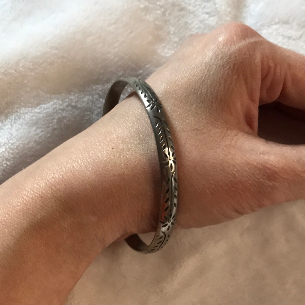 Antique 925 Silver Bangle - image 1